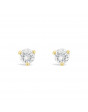 Solitaire Diamond Stud Earrings in a 3-Claw Setting, Set 18ct Yellow Gold. Tdw 0.25ct